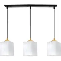 Light11 HOME Lampada a sospensione Riffle nera e dorata – Lampada a sospensione a 3 luci con cubi bianchi E27