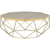 FURNLUX Tavolino Glamour Concrete And Gold 106cm / Colore principale: Oro / Dimensioni: 106 x 40 x 106 cm