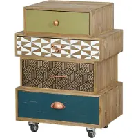 FURNLUX Portofino cassettiera Verde E Blu E Beige 50cm / Colore principale: Beige / Dimensioni: 50 x 70 x 34 cm