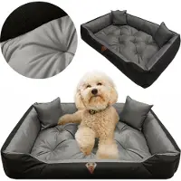 EDANTI Cuccia per cani, divanetto impermeabile 145x115 cm, lettiera, cuscini, divanetto, divano, grigio