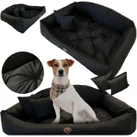 EDANTI Cuccia per cani Sofa impermeabile 100x75 cm Shell Con lettiera e cuscini Divano nero