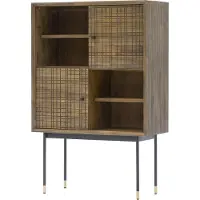 FURNLUX Credenza Labirinto Marrone E Oro E Nero 85cm / Colore principale: Marrone / Dimensioni: 85 x 130 x 40 cm