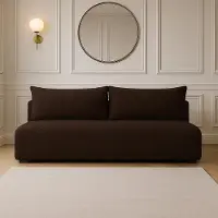 Sofello divano LUNO boucle con funzione letto marrone - Divano moderno boucle per il vostro salotto, zona notte: 204×144 cm