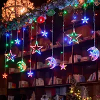 Rosikey 3M Tenda luminosa a led colorata stelle luna, luci fiabesche a led a batteria, decorazione di Natale in camera da letto, festa di matrimonio, decorazione di luci fiabesche
