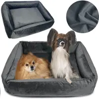 EDANTI Cuccia per cani, lettiera 70x60 cm, cuscini, divano, lettino, recinto, velluto grigio