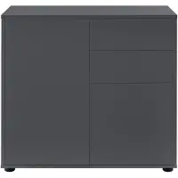 In And OutdoorMatch Cassettiera Walter - Push and Open - 74x79x36 cm - Grigio scuro opaco - Truciolare - Design moderno
