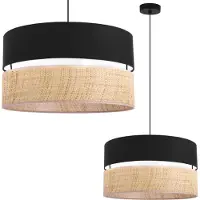 Light11 HOME Lampada a sospensione Rattan Duo nera, paralume in rattan nero