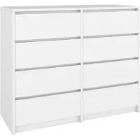 BDW , cassettiera, credenza soggiorno, 120x100cm, bianco