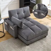 LVHOM chaise lounge con USB e portabicchieri, poltrona reclinabile con tasche laterali, poltrona singola da pavimento, schienale regolabile, grigio