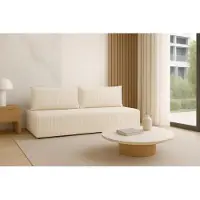 Sofello LUNO divano con funzione letto crema - Divano moderno in velluto a coste per il vostro salotto, zona notte: 204×144 cm