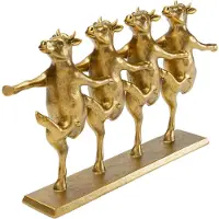 Kare Mucche danzanti statuetta decorativa, color oro, poliresina, H 23 cm