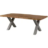 MASSIVMOEBEL24.DE MASSIVMOEBEL24 | FREEFORM 5 tavolo da pranzo in legno di sheesham - verniciato natur / gambe in ferro X argento matt 240x100