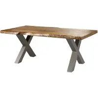 MASSIVMOEBEL24.DE MASSIVMOEBEL24 | FREEFORM 5 tavolo da pranzo in legno di mango - verniciato natur / gambe in ferro X argento matt 220x100