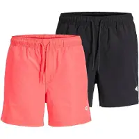 Jack & Jones Pantaloncini da bagno 'JPSTMAUI TROPIC' corallo / nero