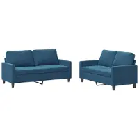 Syfax Set di Divani 2 pz con Cuscini Blu in Velluto