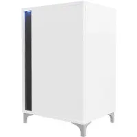 Mirjan 24 Cassettiera con illuminazione a LED BANTRY 2 – bianco / bianco lucido / nero lucido, angolo sinistro