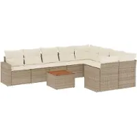 vidaXL Set di divani da giardino da 10 pezzi con cuscini Beige poly rattan