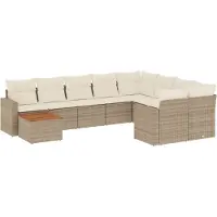 vidaXL Set di divani da giardino da 10 pezzi con cuscini Beige poly rattan