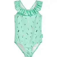 Playshoes Costume intero 'Surfbrett Palme' navy / menta / arancione chiaro / bianco