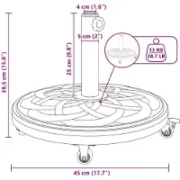 vidaXL Portaombrellone, 15,35 kg, nero, in ferro, a forma circolare