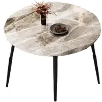 Happyment Tavolo da pranzo rotondo Marmer Tavien - 80 cm - Tavolo per sala da pranzo o ristorante - Grigio