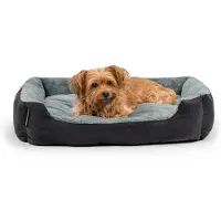 Lionto lettino per cani , morbido lettino con cuscino reversibile rimovibile e base antiscivolo, 75x60 cm, nero/grigio