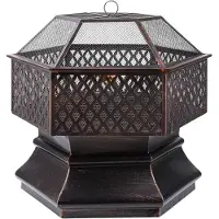 Happyment Barbecue da giardino Fioren – Braciere – Braciere da esterno – Stufa da terrazza – Barbecue affumicatore – Barbecue da esterno – Struttura in acciaio con paraspruzzi – 71 cm