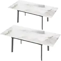 Happyment 8-10 persone Tavolo da pranzo allungabile Vaylen - 180 cm - Tavolo da pranzo per cucina e Natale - struttura in metallo