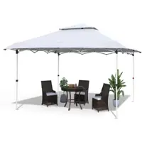 Happyment Gazebo pop-up Zyrell – 3,6 x 3,6 m – Impermeabile e protezione UV 50+ – Con borsa per le ruote e sacchi di sabbia – Bianco – Per giardino, terrazza ed eventi all’aperto