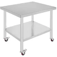 Happyment Tavolo da lavoro in acciaio inox - Commerciale - Mobile - Argento - 95×61 cm