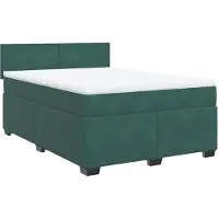 Syfax Giroletto a Molle con Materasso Verde Scuro 140x200 cm Velluto