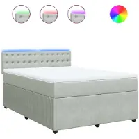Syfax Giroletto a Molle con Materasso Grigio Chiaro 160x200cm Velluto