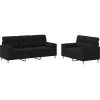 Syfax Set Divani 2 pz con Cuscini Nero in Tessuto