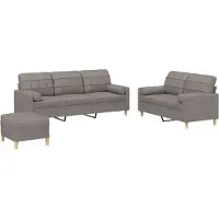 Syfax Set Divani 3 pz con Cuscini Tortora in Tessuto
