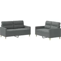 Syfax Set di Divani 2 pz con Cuscini Grigio Scuro in Tessuto