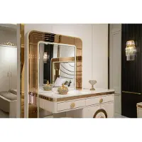 Xl Moebel Gmbh Elegante toletta in legno color beige con specchio
