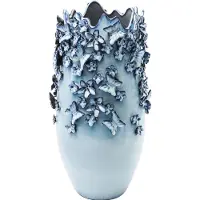 Kare Vaso con farfalle, azzurro, altezza 50 cm, gres porcellanato
