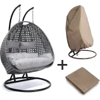 HOME DELUXE - Poltrona sospesa in polyrattan TWIN Grey - completa
