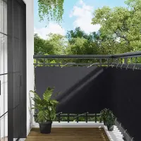 Syfax Schermo da balcone 90 x 200 cm Tessuto Oxford Rettangolare Nero