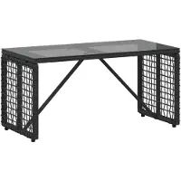 Syfax Tavolo da Esterno Nero 80 x 40 x 40 cm Rattan PE e Vetro