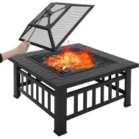OEM Set da barbecue in metallo per esterni - Vuurpit deluxe - BBQ - Con schermo protettivo - 81x81x32,5 cm