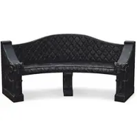Casa Padrino Panchina da giardino barocca in cemento nero 196 cm - Mobili barocchi da giardino e terrazza