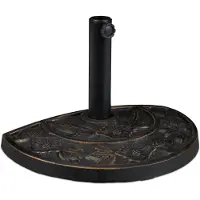 Relaxdays Supporto semicircolare per ombrellone, resistente alle intemperie, pesante, per giardino e terrazza, diametro stelo 38 mm, LxP: 50 x 32 cm, marrone