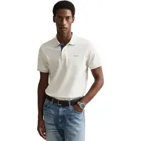 Gant per uomo. 2062026 Polo in piqué a contrasto bianco sporco (L), Casual, Cotone, Classico, Manica corta