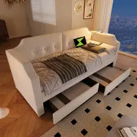 STILVORA Letto imbottito/divano letto 90x200 cm con luce di lettura USB Type-C, struttura letto per ragazzi con rete a doghe, velluto, beige (senza materasso)