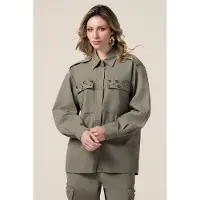 Oltre Oversized Shirt With Appliqués Military Green Taglia: 42 | Magliette intime Outlet | Donna | Verde