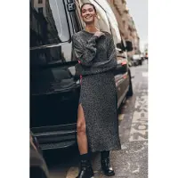 Mikuta The Silver Sparkly Loose Longsleeve Dress Taglia: XS | Maxi abiti Outlet | Donna | Grigio