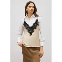 Oltre Two-material Shirt With Lace White Taglia: 46 | Magliette intime Outlet | Donna | Bianco