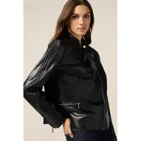 Oltre Biker Jacket With Braided Details Black Taglia: 38 | Giacche di pelle Outlet | Donna | Nero