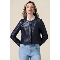 Oltre Short Perforated Jacket Blue Taglia: 44 | Giacche di pelle Outlet | Donna | Blu